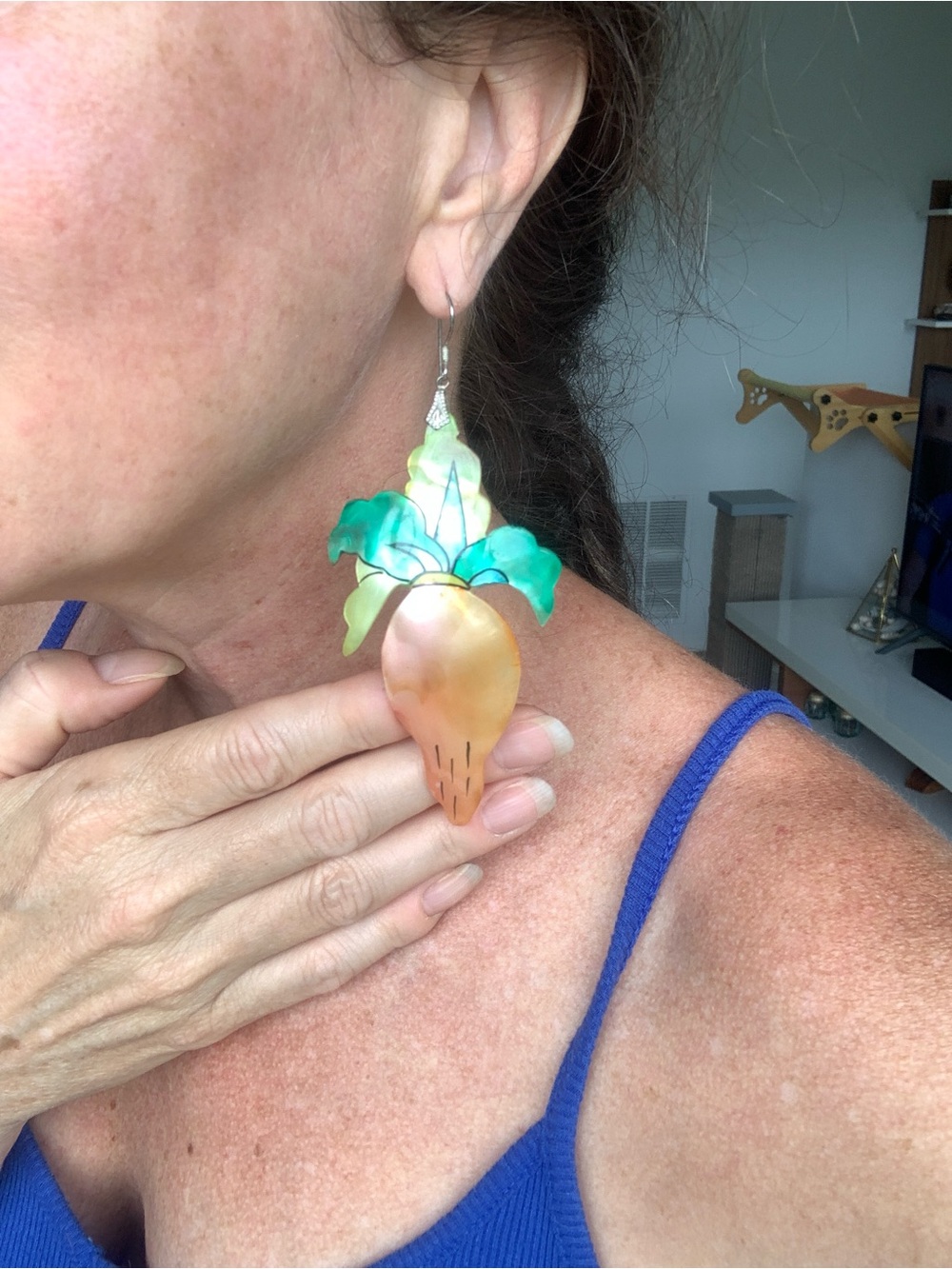 Handcrafted Green and Peach Floral Drop Earrings - Women Jewelry